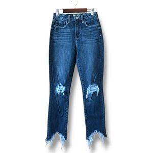 L'Agence Highline High Rise Skinny Jeans Distressed Frayed NWOT Size 25